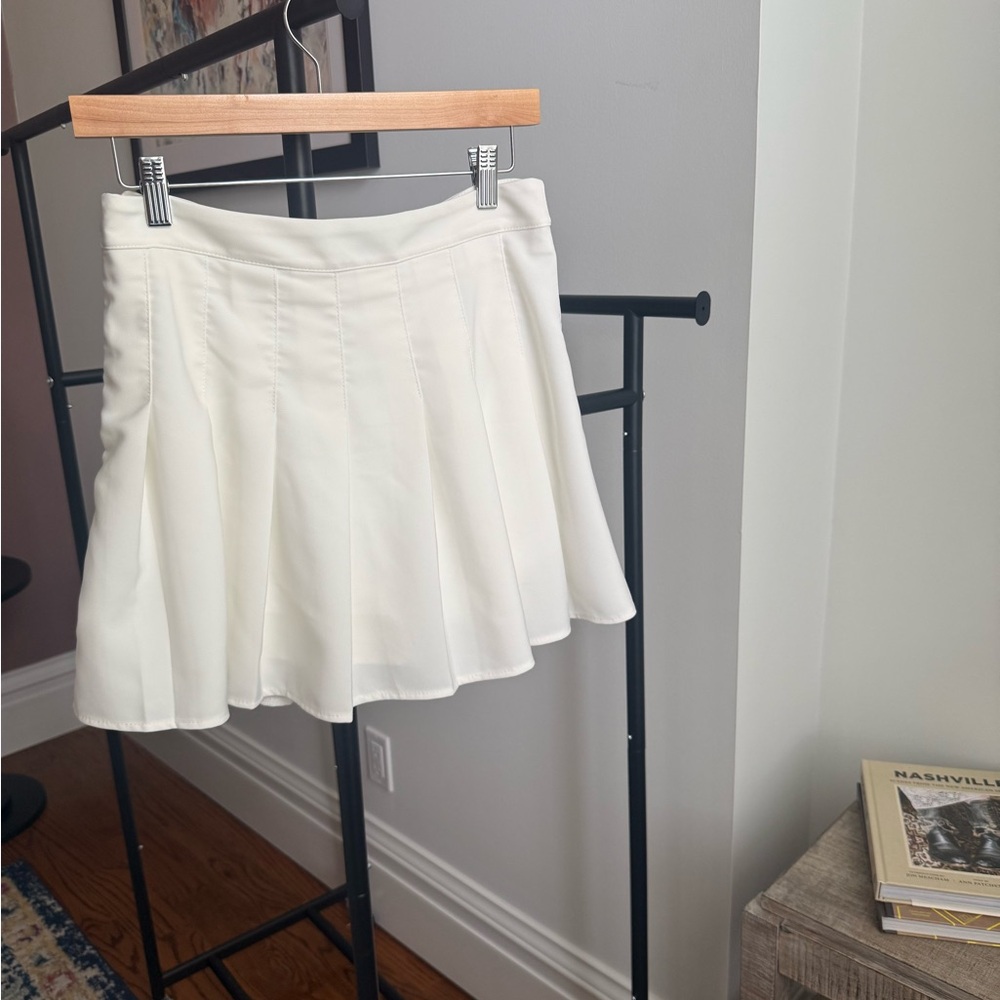 White Pleated Mini Skirt